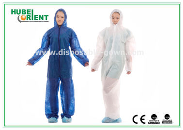 Waterproof Disposable Coveralls With Hood/Nonwoven Breathable Stripping For Food Factory
