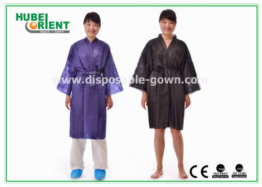 Disposable Spa Robes Nonwoven Material Made PP Kimono , Black / Purple