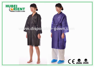Disposable Spa Robes Nonwoven Material Made PP Kimono , Black / Purple