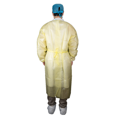 Ultrasonic Heat Sealed Disposable Medical Use Knitted Wrist PP+PE Isolation Gown