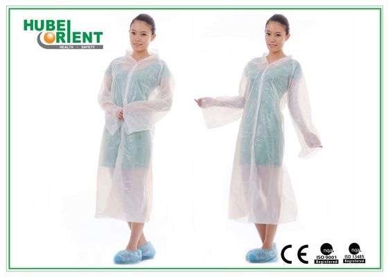Embossed 0.017mm Thick Polyethylene Disposable White Lab Coat