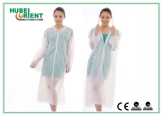 Embossed 0.017mm Thick Polyethylene Disposable White Lab Coat