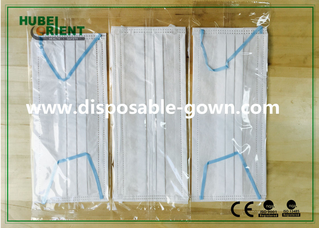 Disposable White TET Mesh Membrane Face Mask with Blue PU Band