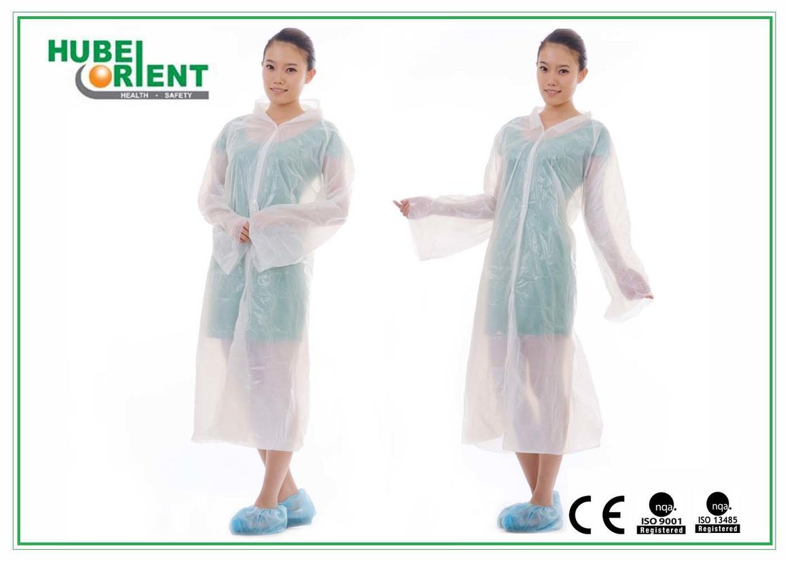 Embossed 0.017mm Thick Polyethylene Disposable White Lab Coat