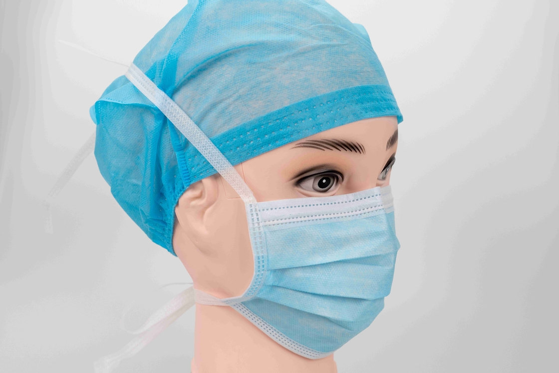 CE MDR Approved Non-Woven Disposable Face Mask 3 Ply Surgical Face Mask With Tie On For Hospital Use