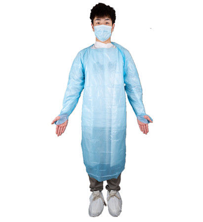 Factory Price Medical Use CPE Protective Gown With Thumb-Loop Cuffs For Hospital